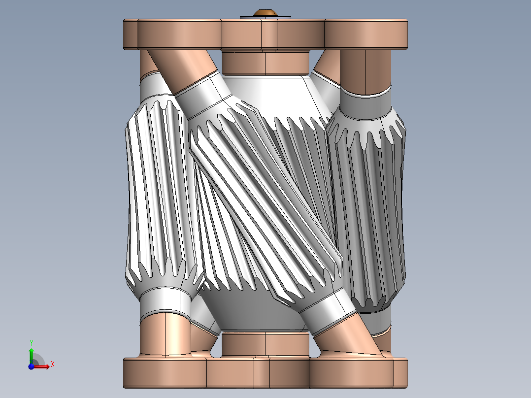 Hyperboloidal双曲面传动机构3D图纸 Solidworks设计前视图