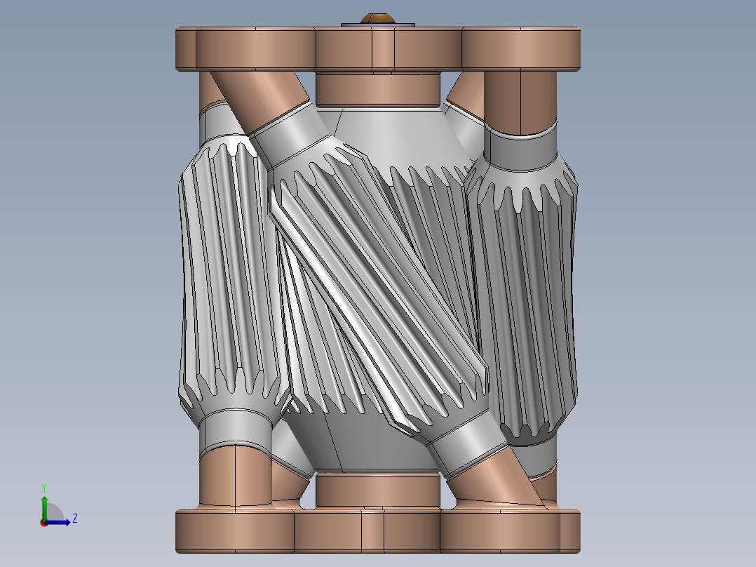 Hyperboloidal双曲面传动机构3D图纸 Solidworks设计左视图