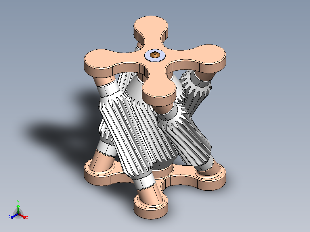 Hyperboloidal双曲面传动机构3D图纸 Solidworks设计正等轴测图