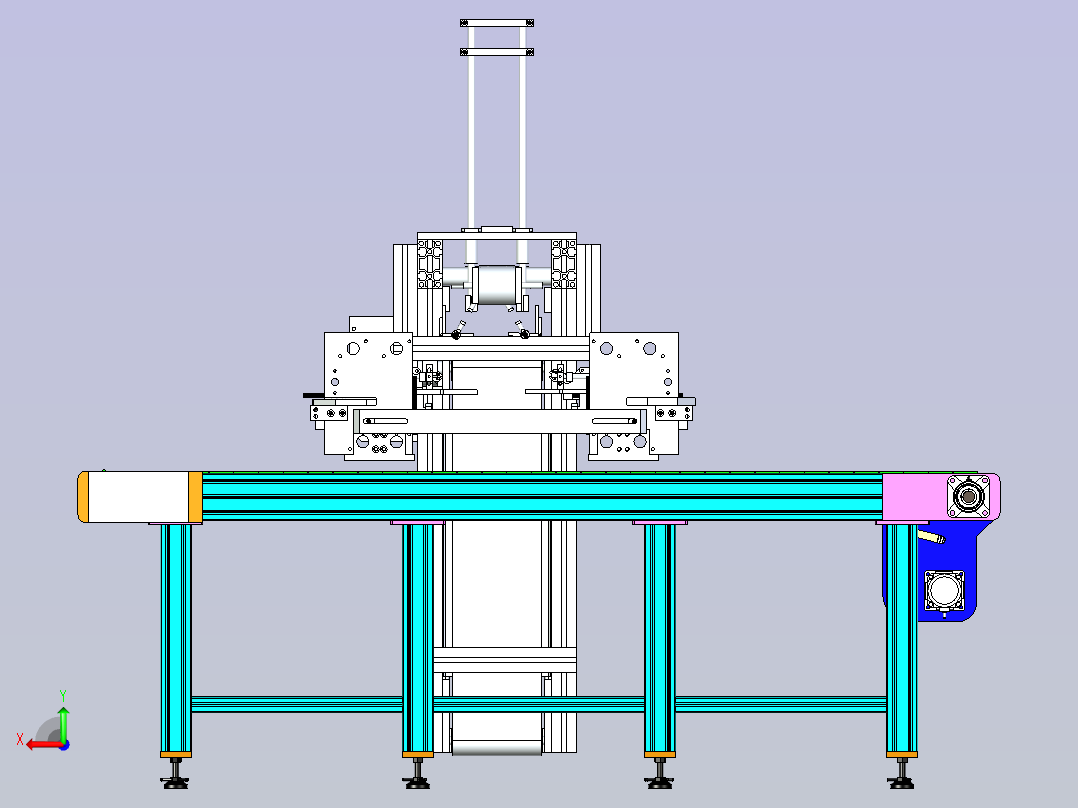 输送线上产品转向纠正设计后视图