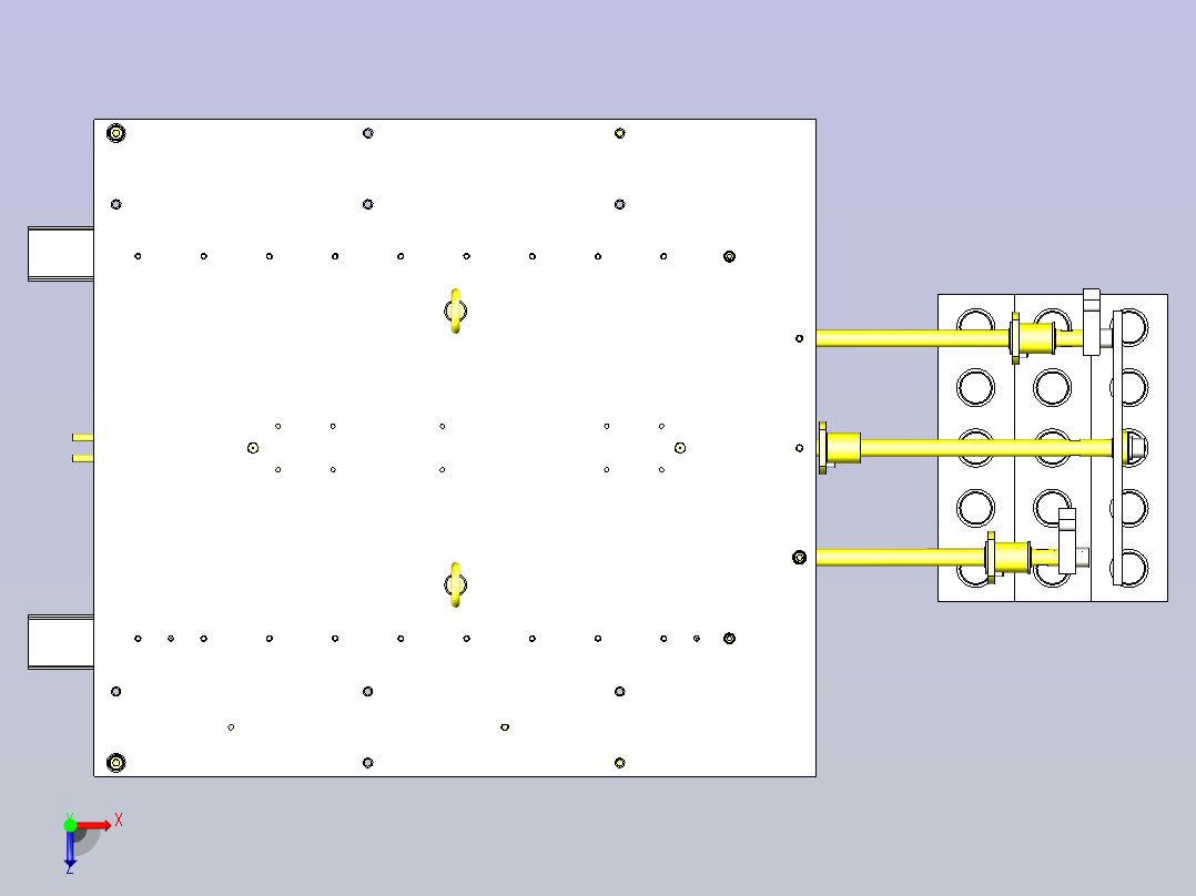一款料架依次进给机构3D图模型俯视图