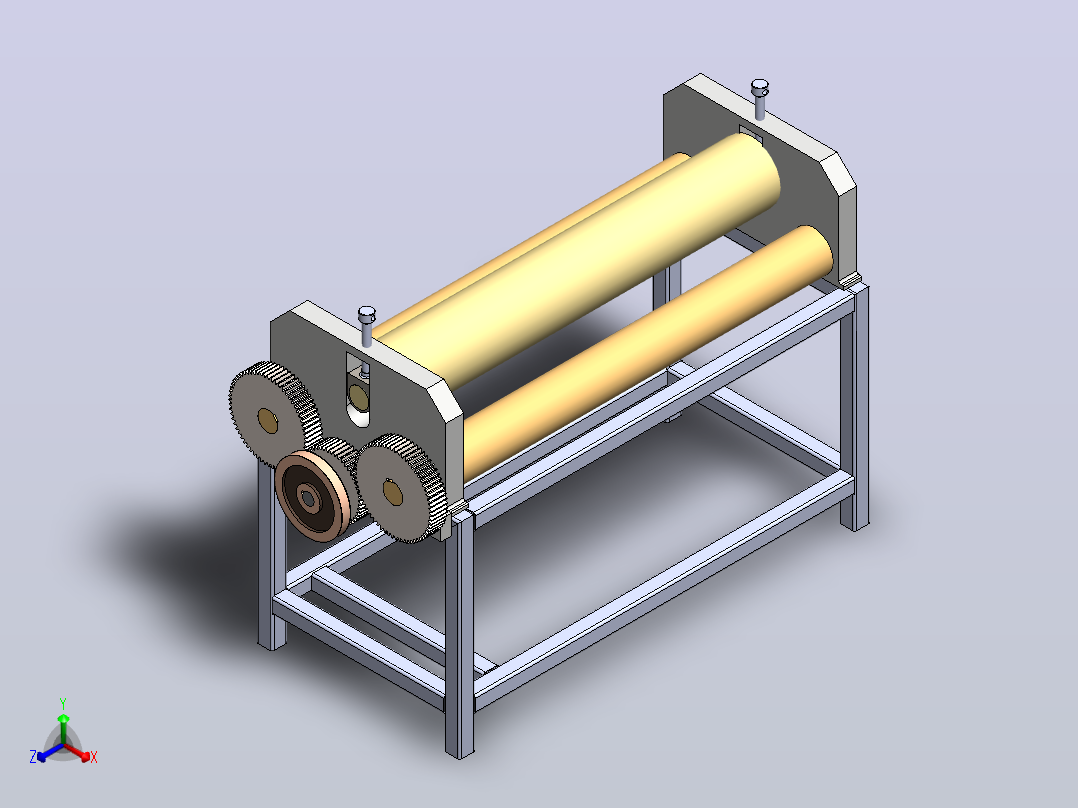 板材成型机bending-roller-machine-模型格式为 SolidWorks设计正等轴测图