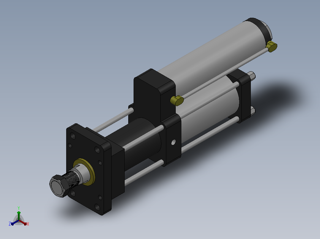 气压增压缸MPT-3T系列标准型[MPT-63-50-10-3T-M2-S1-0°]正等轴测图