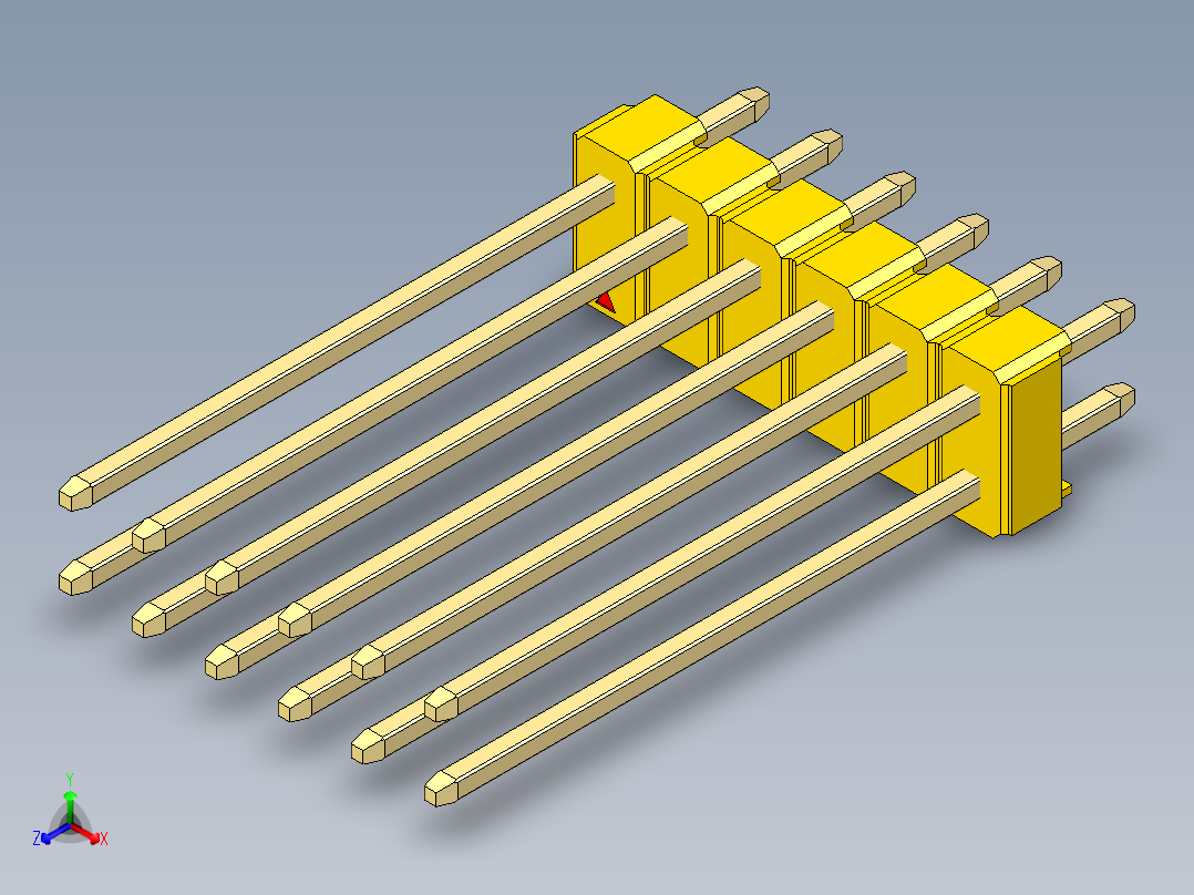 彩色公头100mil（2.54mm）系列-DS1021_yellow_2x06p_100mil_Type19_rev1.0主视图