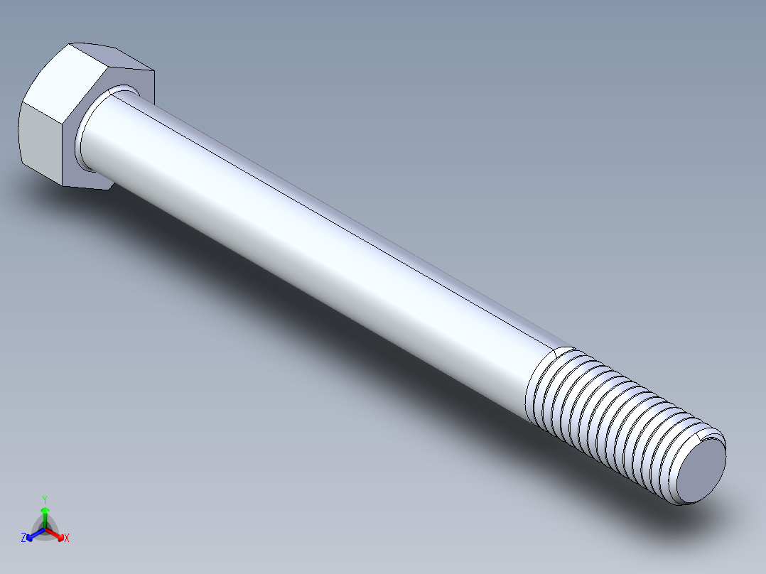 UNC 六角螺栓-Hex Bolt 0.625-11 x 6正等轴测图
