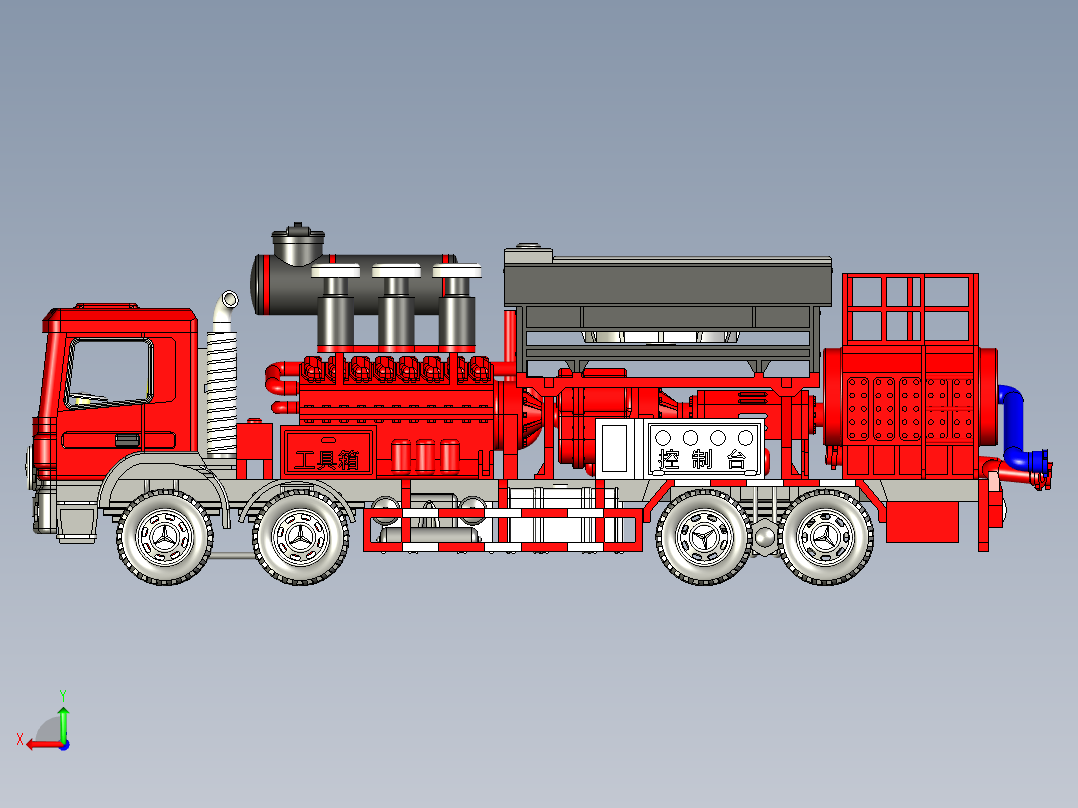 可以打印的2500型压裂车后视图