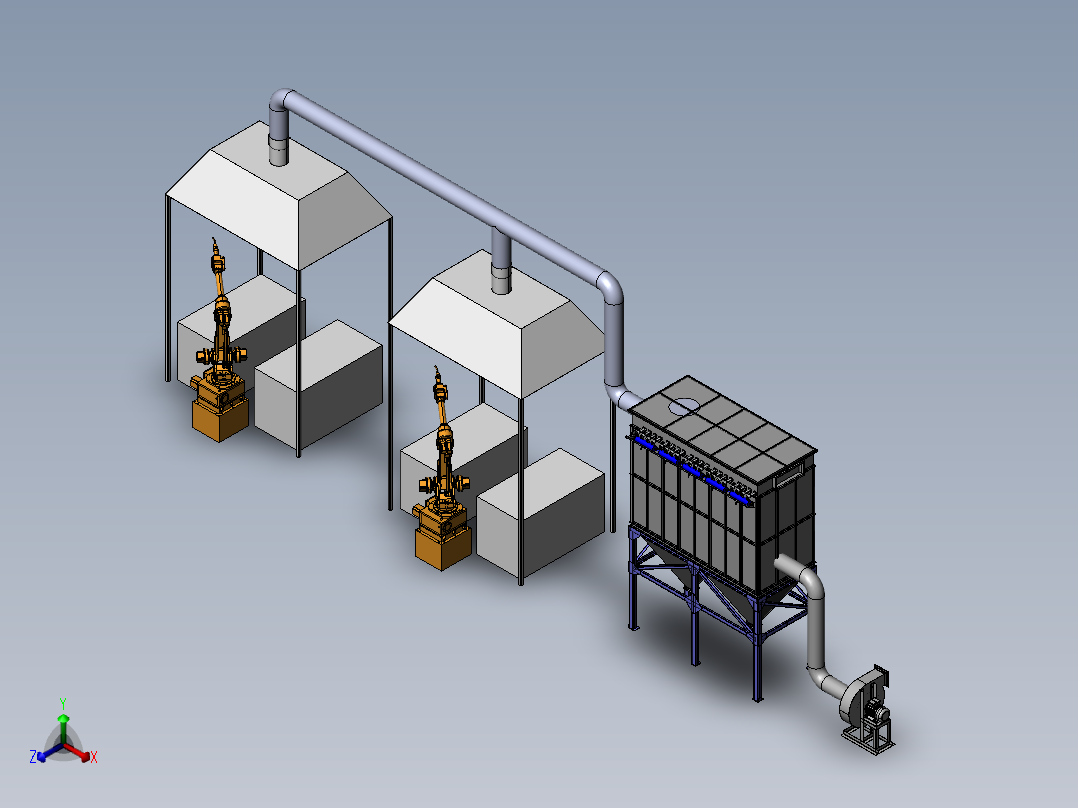 布袋除尘器正等轴测图