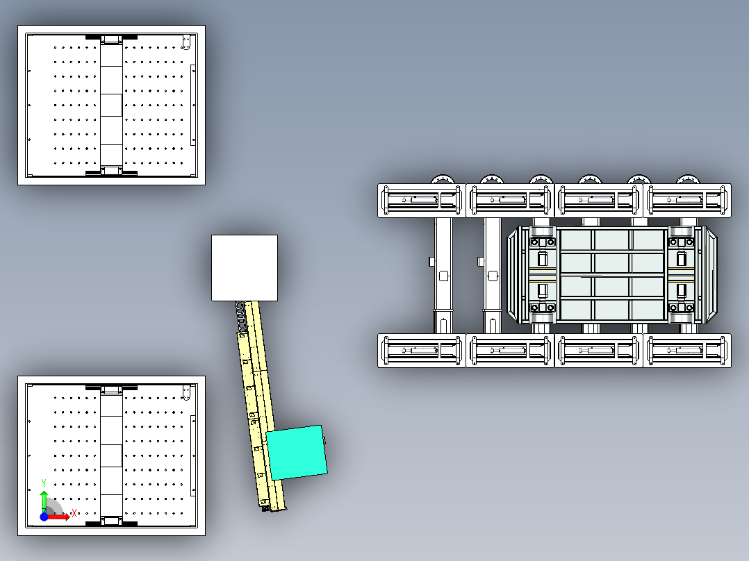 履带梁的钢印打刻与举升AGV运输组合前视图