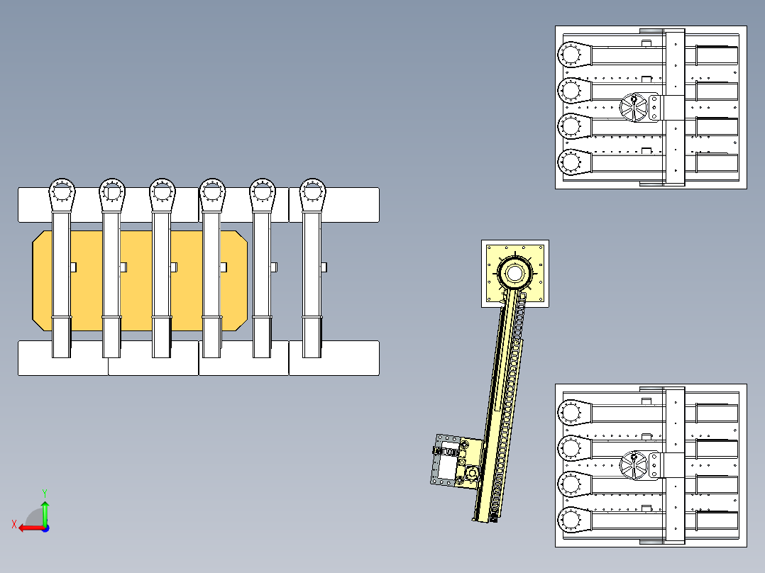 履带梁的钢印打刻与举升AGV运输组合后视图