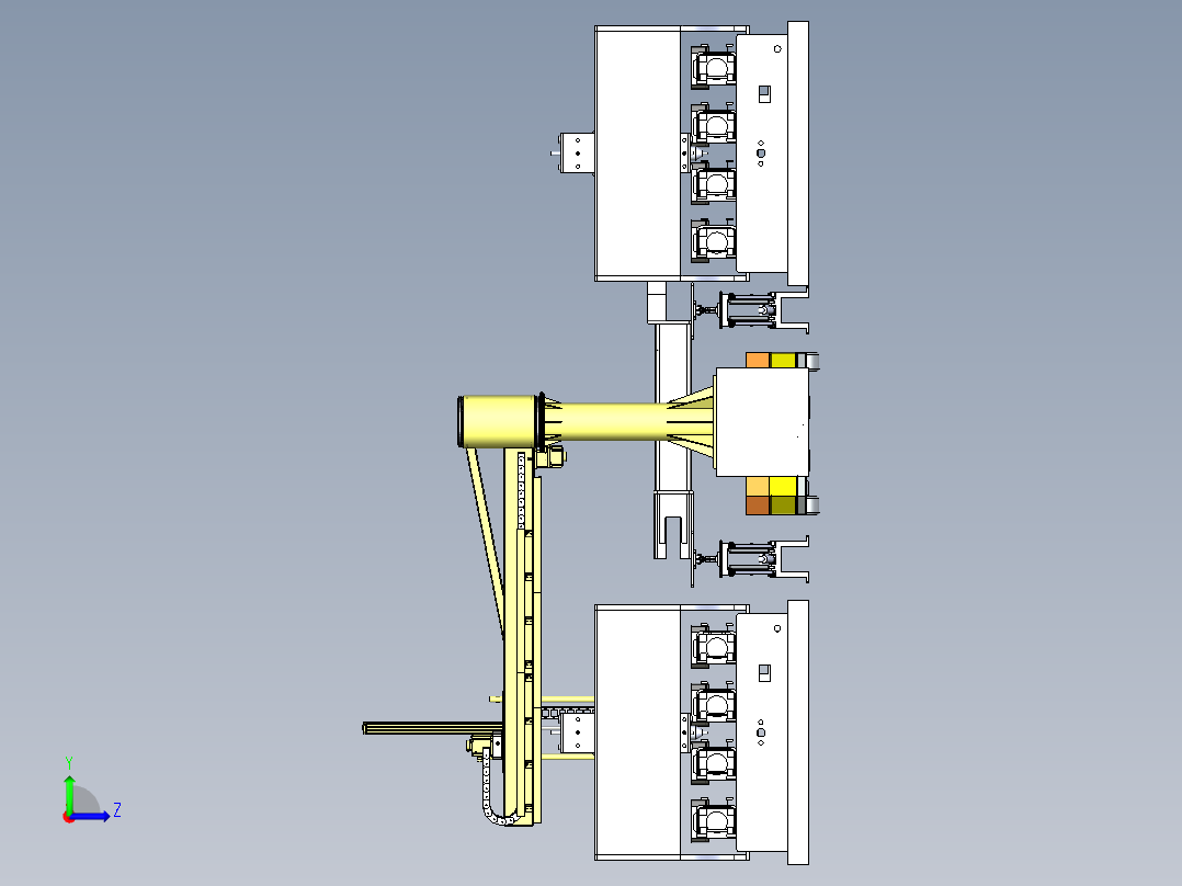 履带梁的钢印打刻与举升AGV运输组合左视图