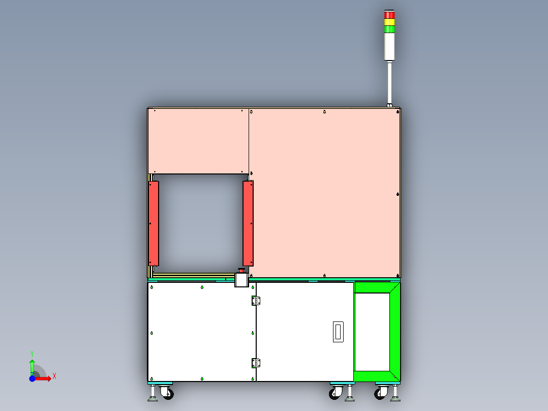非标电子产品装配单机设备外框设计前视图