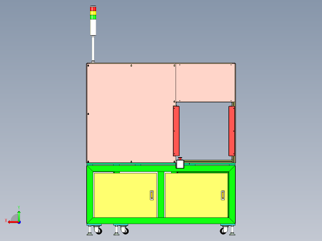 非标电子产品装配单机设备外框设计后视图