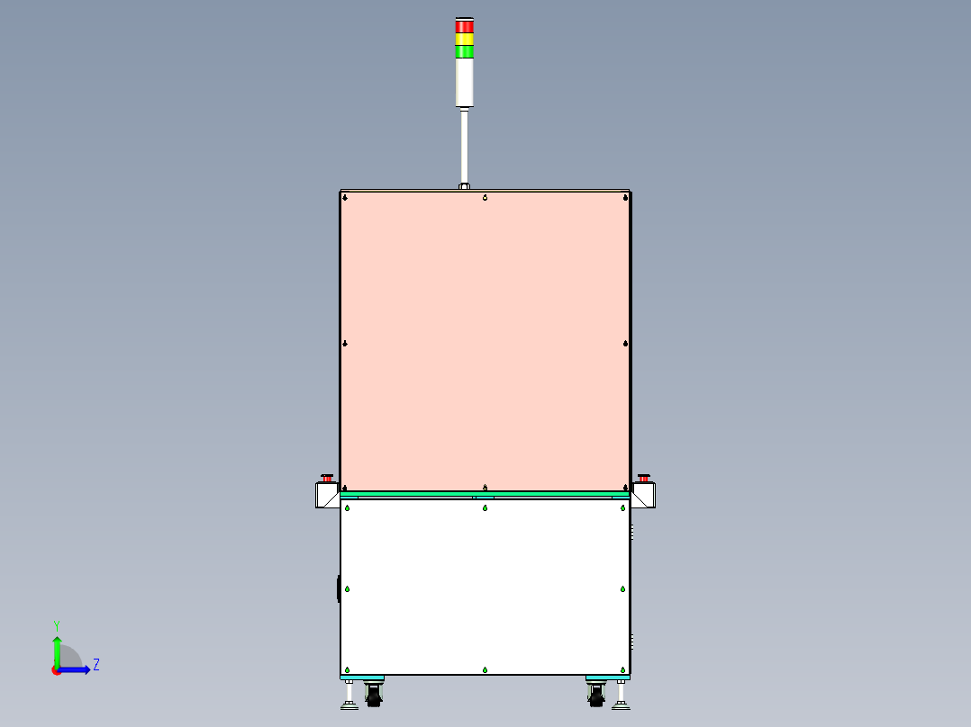 非标电子产品装配单机设备外框设计左视图