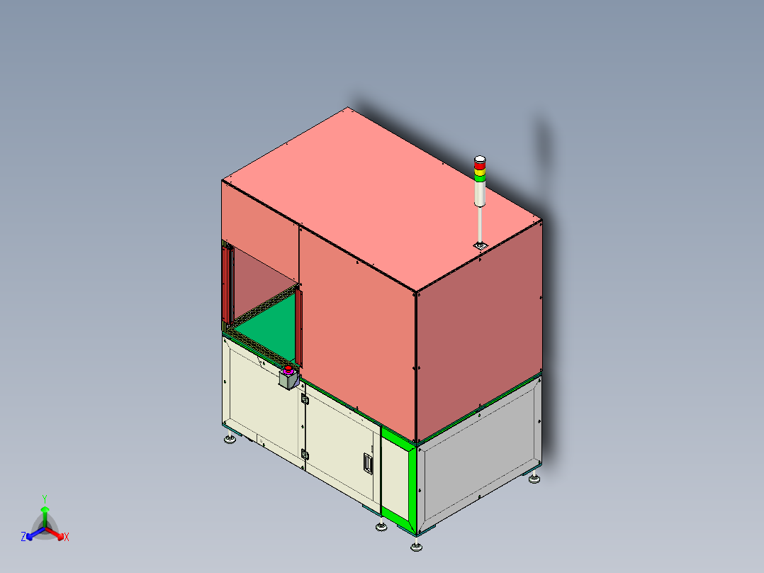 非标电子产品装配单机设备外框设计正等轴测图
