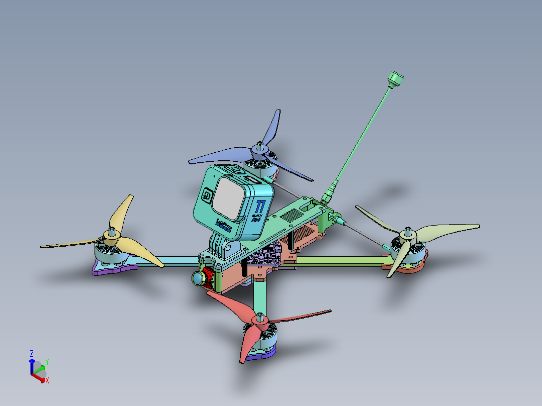 5英寸花式FPV无人机-正等轴测图