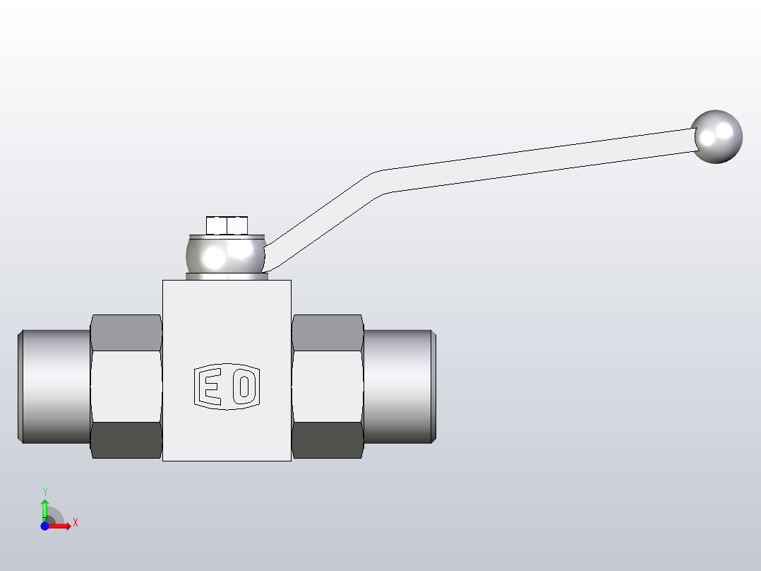 EO标准液压接头二通球阀钢制KH14SX前视图