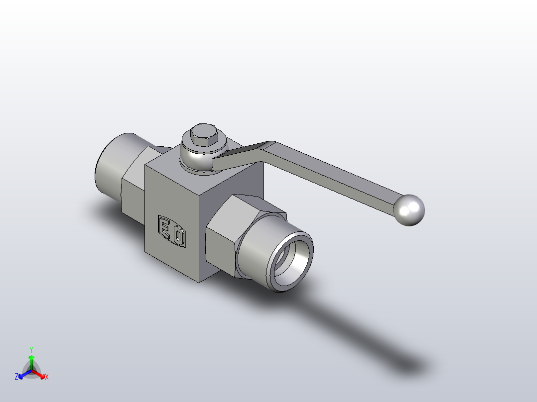 EO标准液压接头二通球阀钢制KH14SX正等轴测图