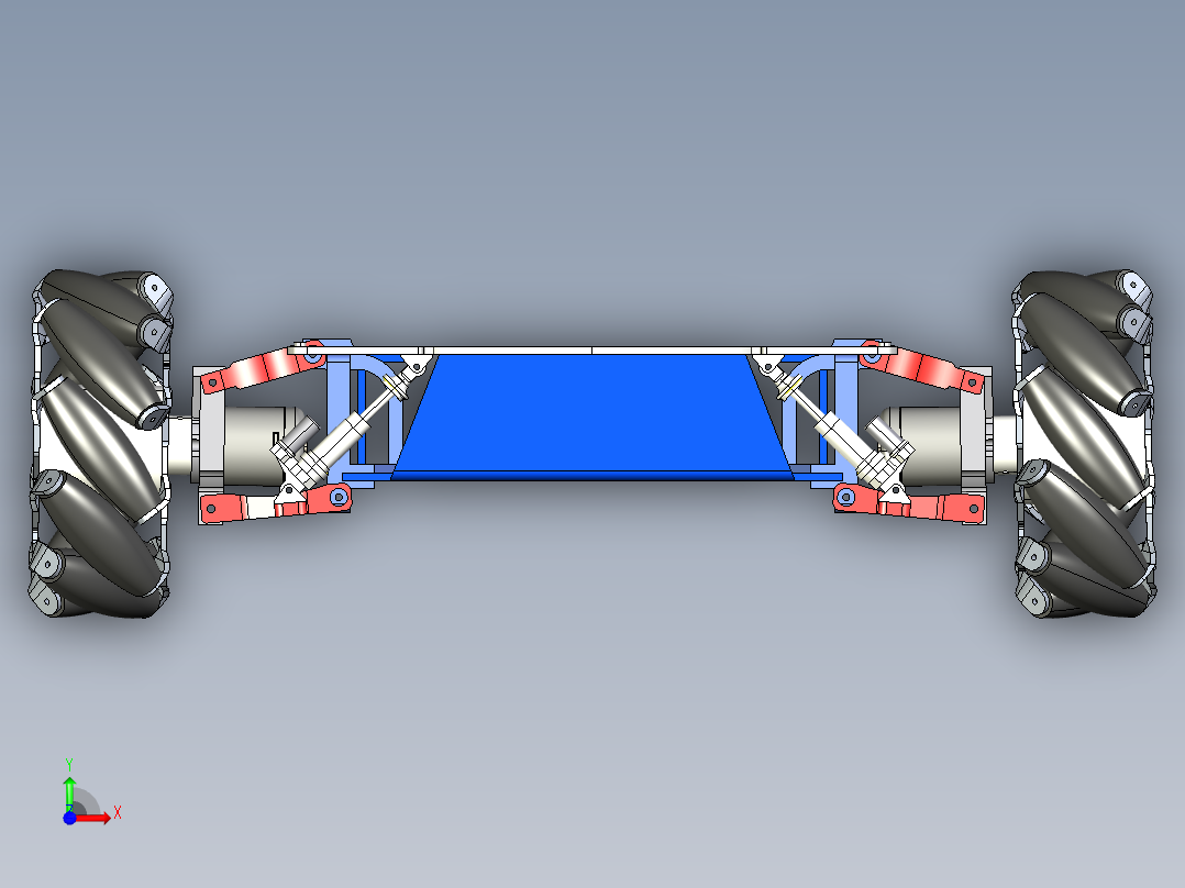 麦克纳姆轮底盘简易结构前视图