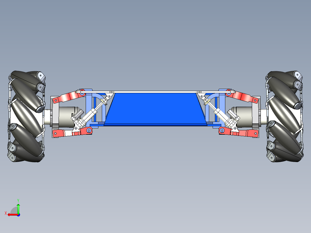 麦克纳姆轮底盘简易结构后视图