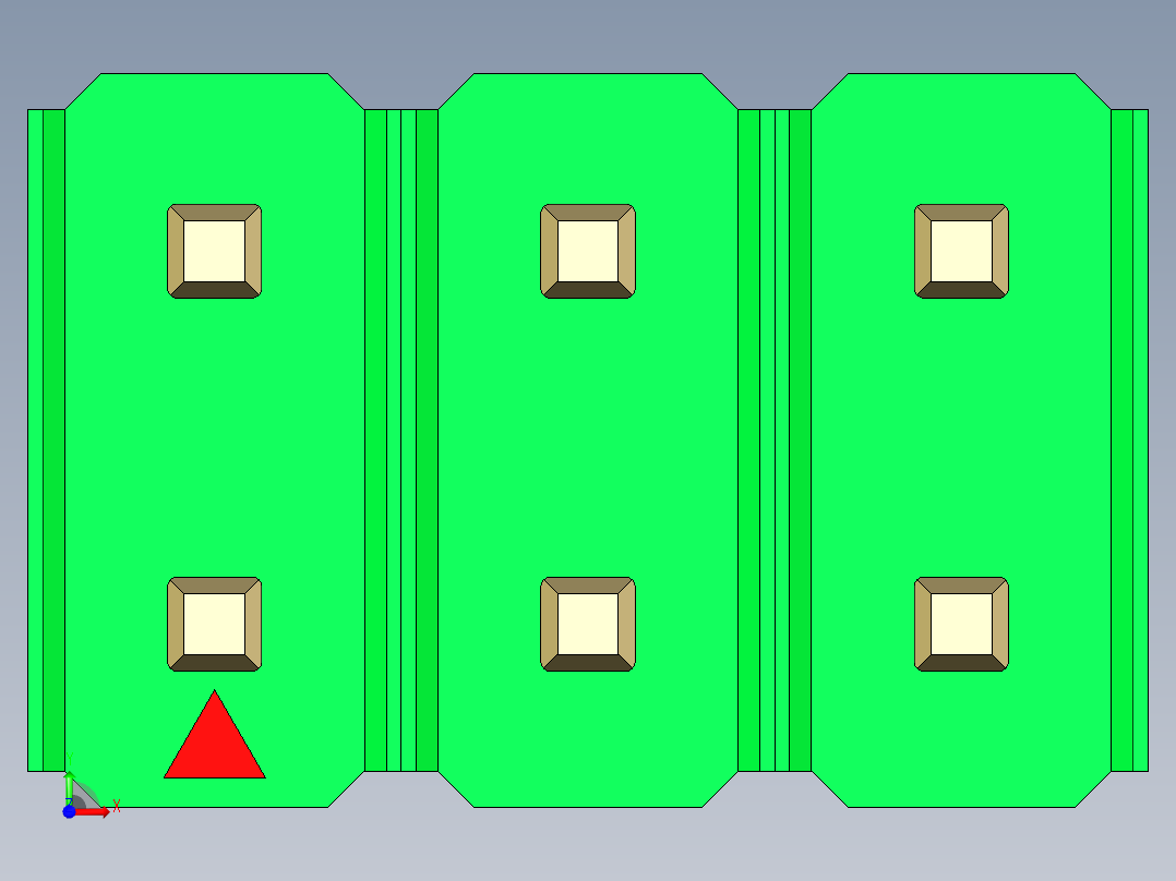 彩色公头100mil（2.54mm）系列-DS1021_green_2x03p_100mil_Type19_rev1.0前视图