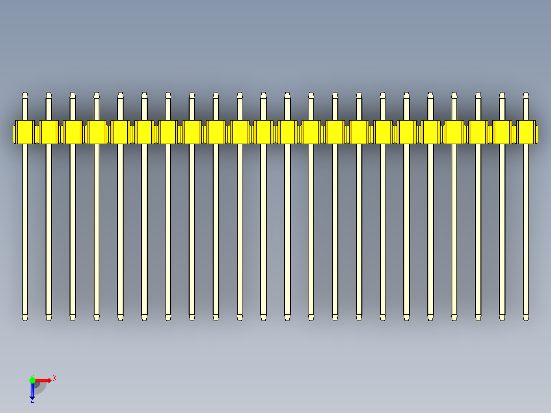 彩色公头100mil（2.54mm）系列-DS1021_yellow_1x22p_100mil_Type19_rev1.0俯视图