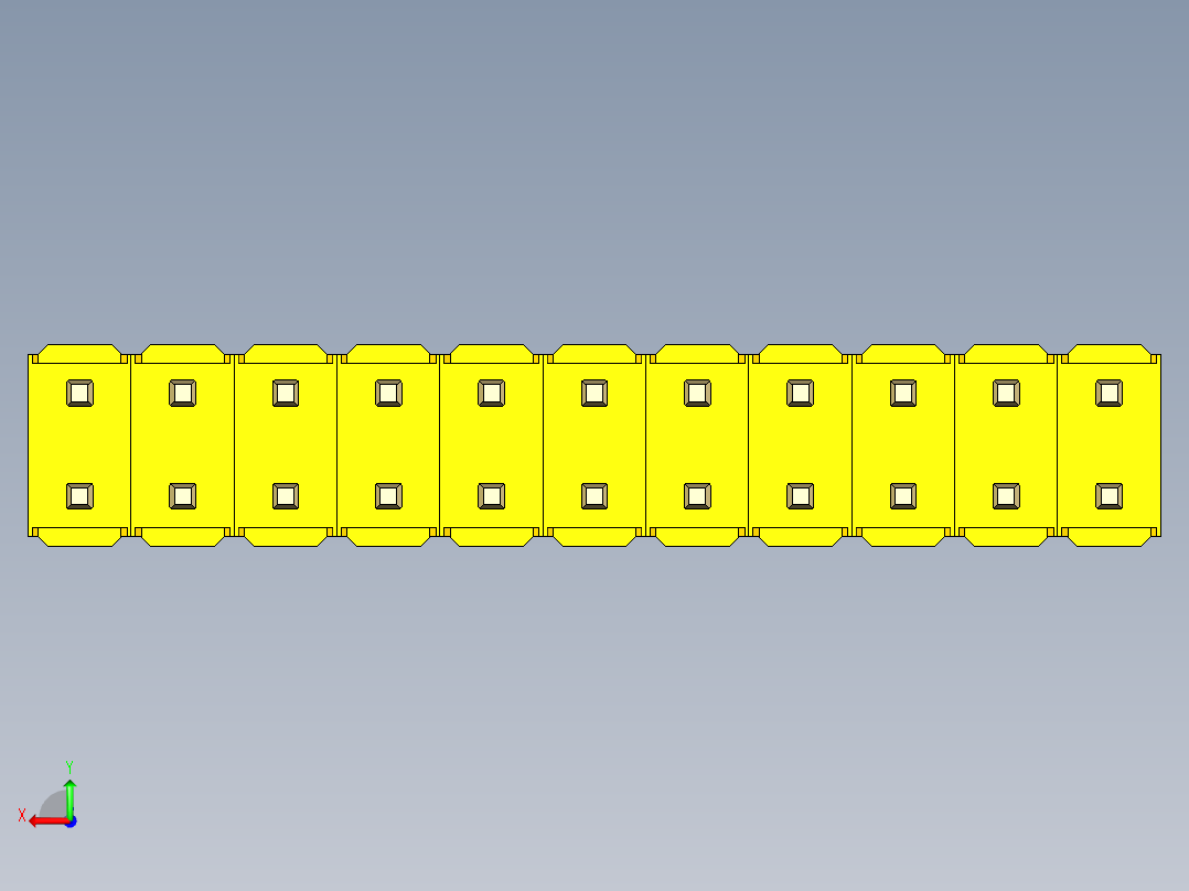 彩色公头100mil（2.54mm）系列-DS1021_yellow_2x11p_100mil_Type19_rev1.0后视图