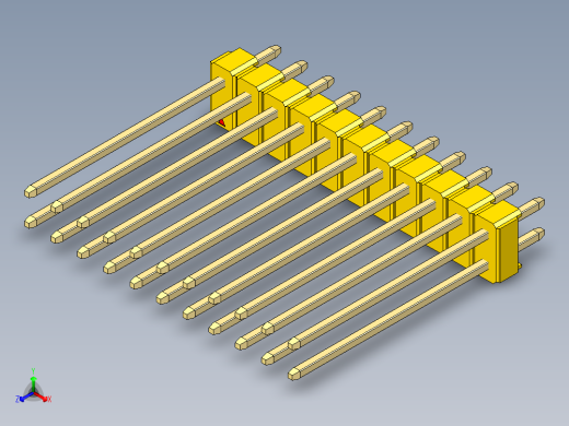彩色公头100mil（2.54mm）系列-DS1021_yellow_2x11p_100mil_Type19_rev1.0正等轴测缩略图