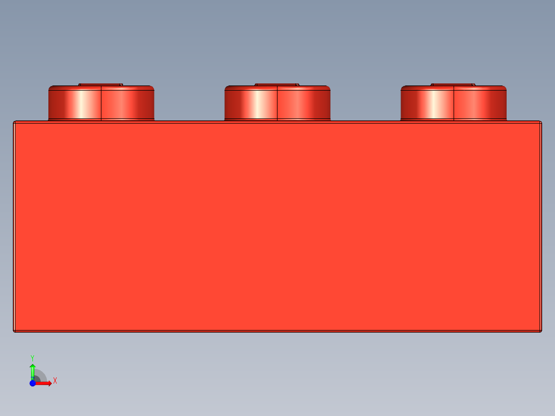 乐高套装 4421基本积木-362221 Bright Red Brick 1 x 3.STEP前视图