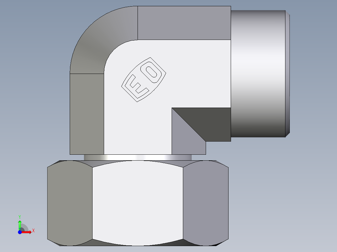 卡套式工业通用硬管接头EO_Swivel_nut_elbow_EW18LOMD71前视图