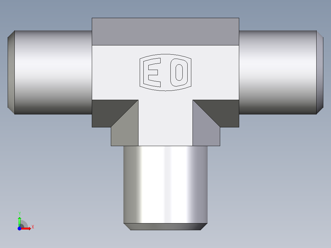 卡套式工业通用硬管接头EO_Union_tee_T04LL71X前视图