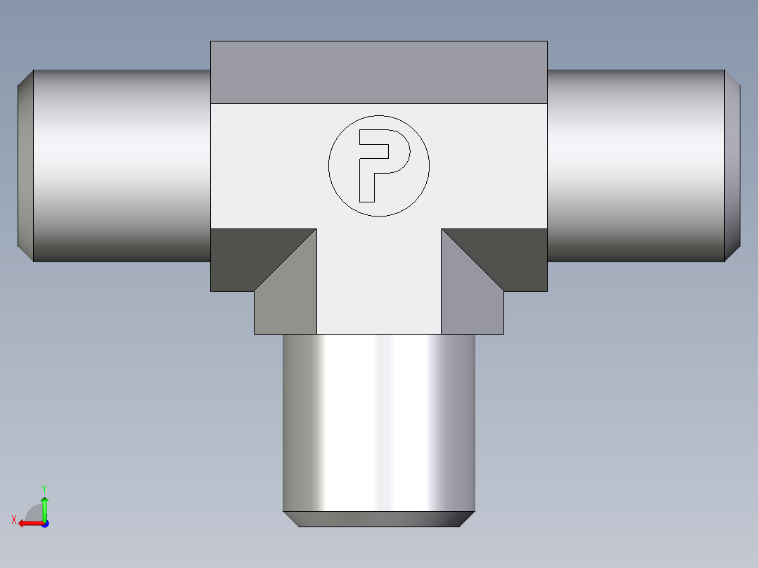 卡套式工业通用硬管接头EO_Union_tee_T04LL71X后视图