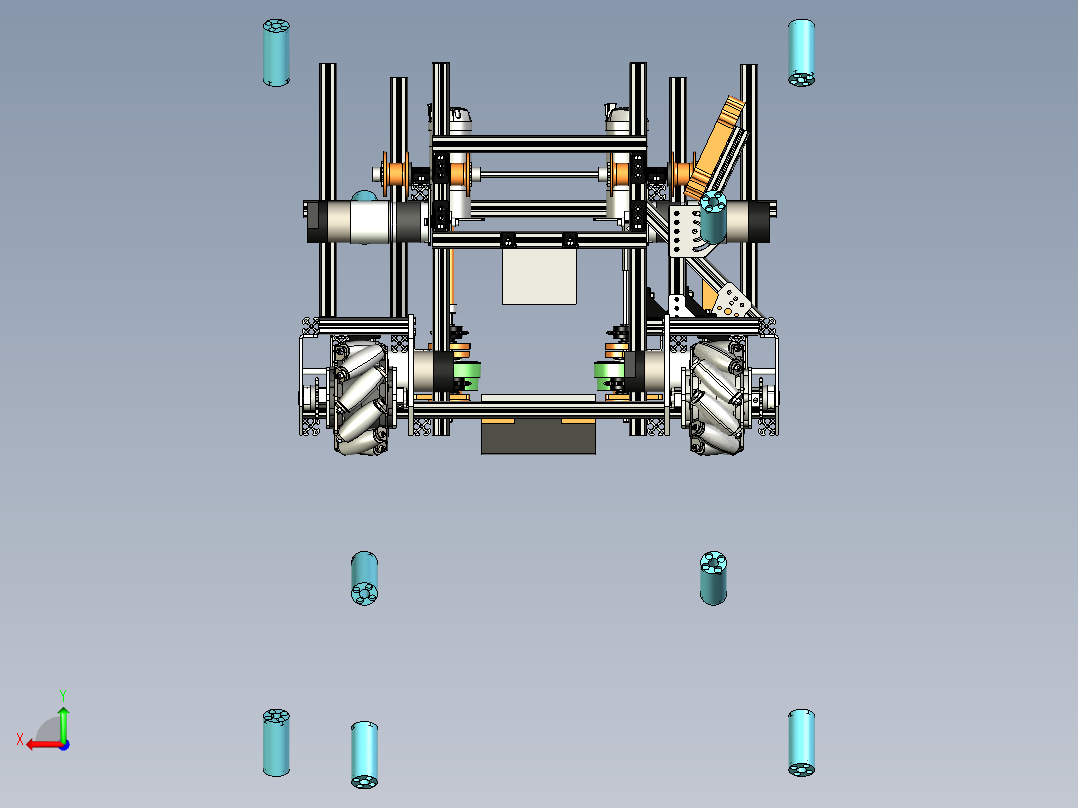 waterfall麦克纳姆轮小车后视图