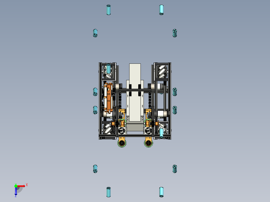 waterfall麦克纳姆轮小车俯视图