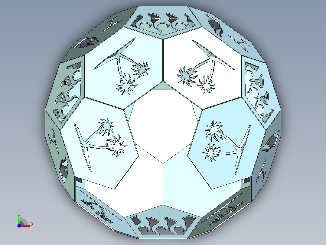 截角二十面体壁炉前视图