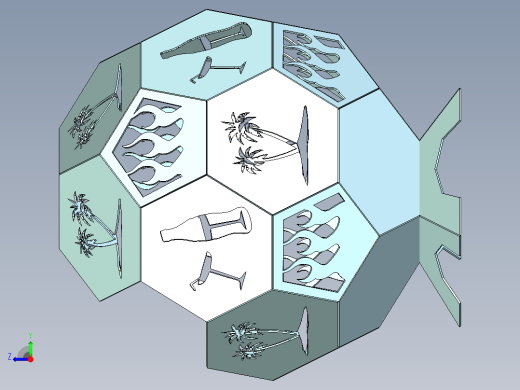 截角二十面体壁炉右视缩略图