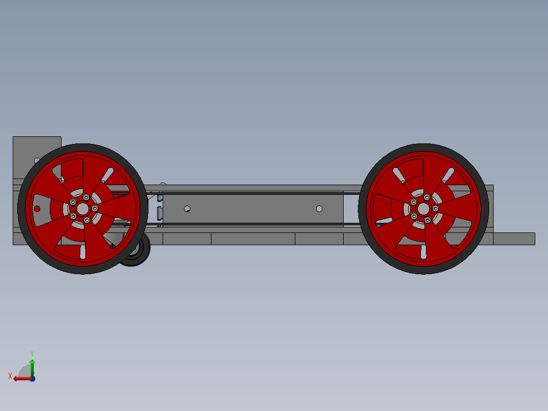 货物运送小车底盘后视图