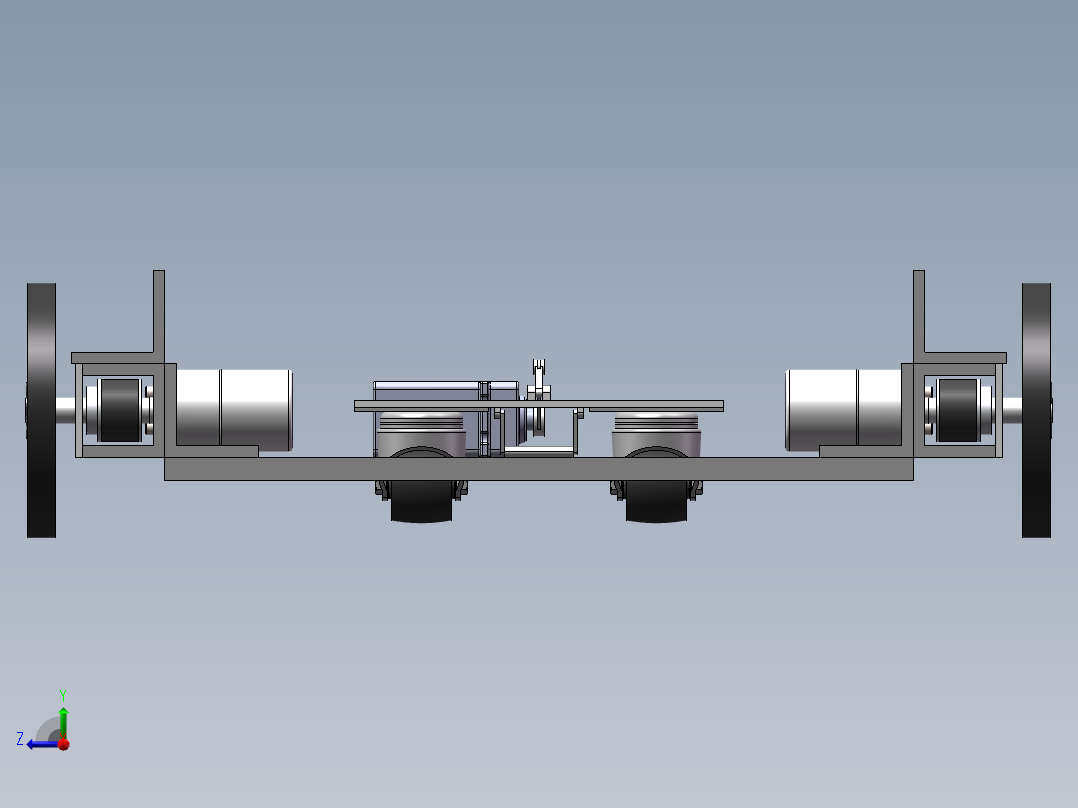 货物运送小车底盘右视图