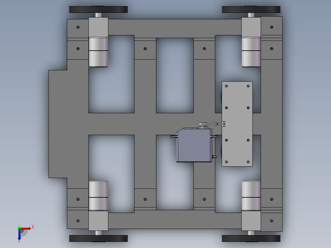货物运送小车底盘俯视图