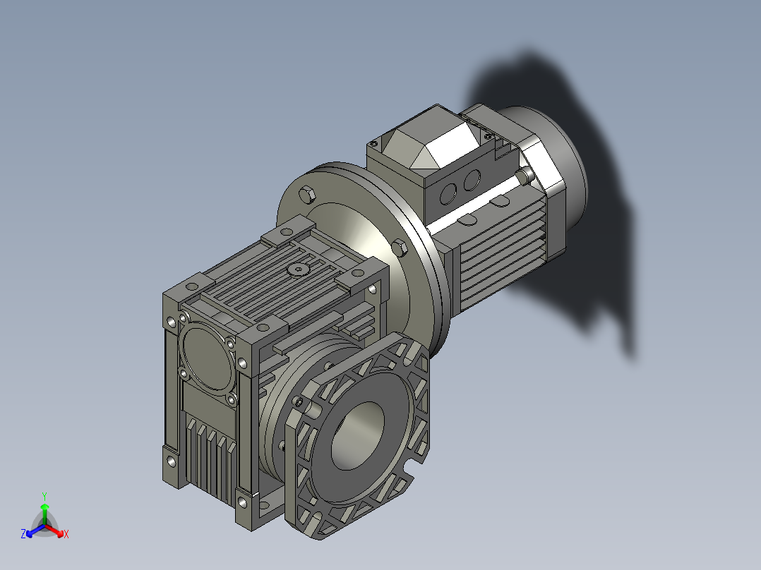 NMRV075蜗轮蜗杆减速机RV75-100-055kW-FA1正等轴测图