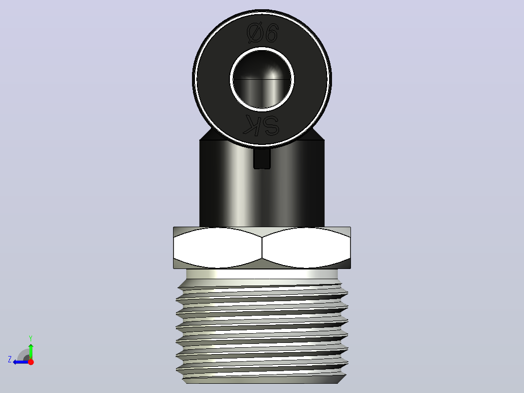 气管接头直角快插直通连接器coto velo PARA TUBO 6MM(MACHO BSP 3-8-19)右视图