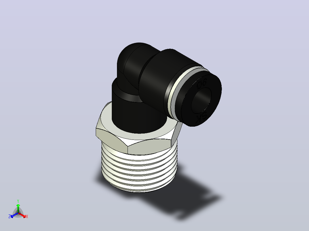 气管接头直角快插直通连接器coto velo PARA TUBO 6MM(MACHO BSP 3-8-19)正等轴测图