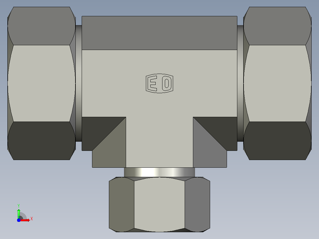 EO管接头三通异径管TR28 15 28ZL71.stp前视图
