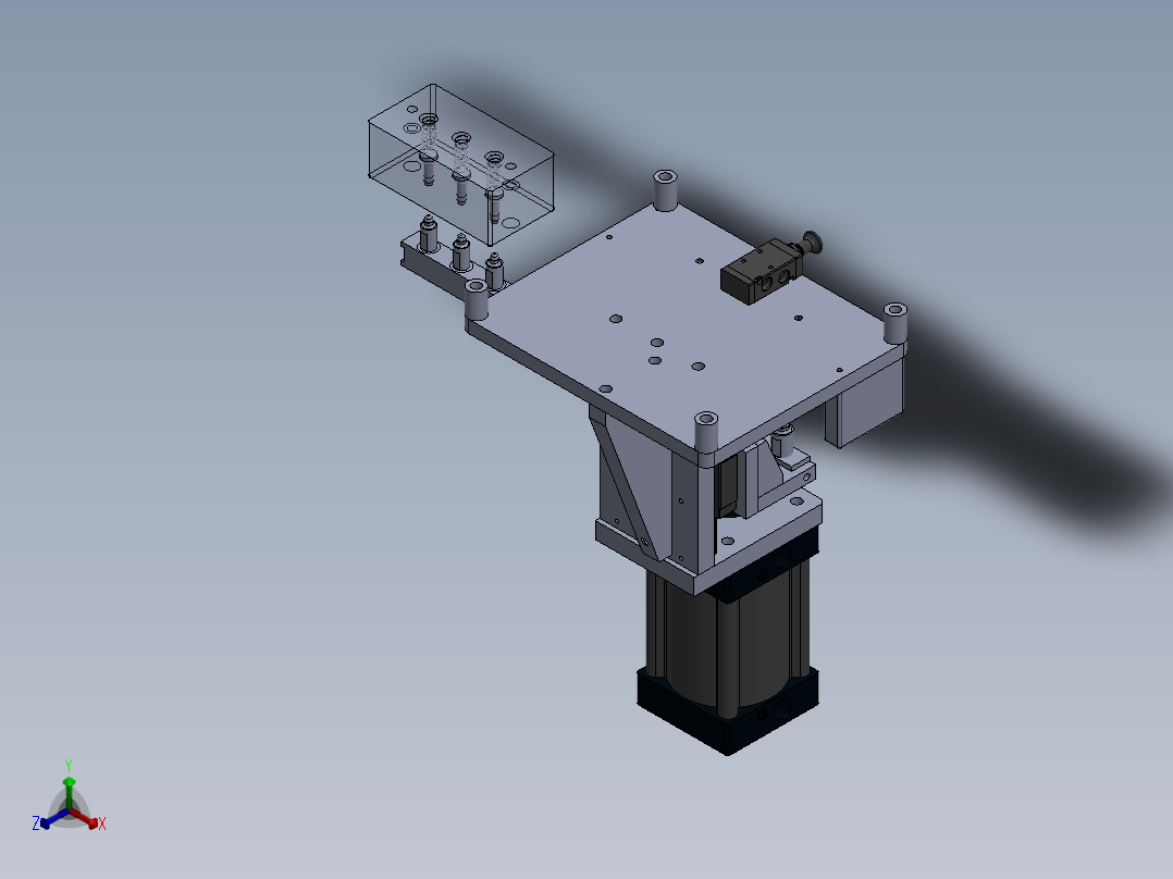 吸烟机开关支架铆接夹具正等轴测图