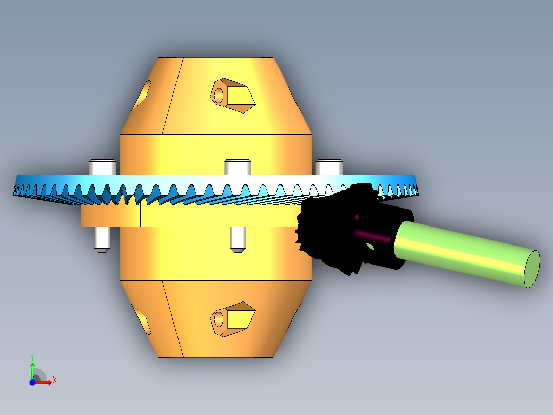 差速器（含零件图和装配图）3D模型前视图