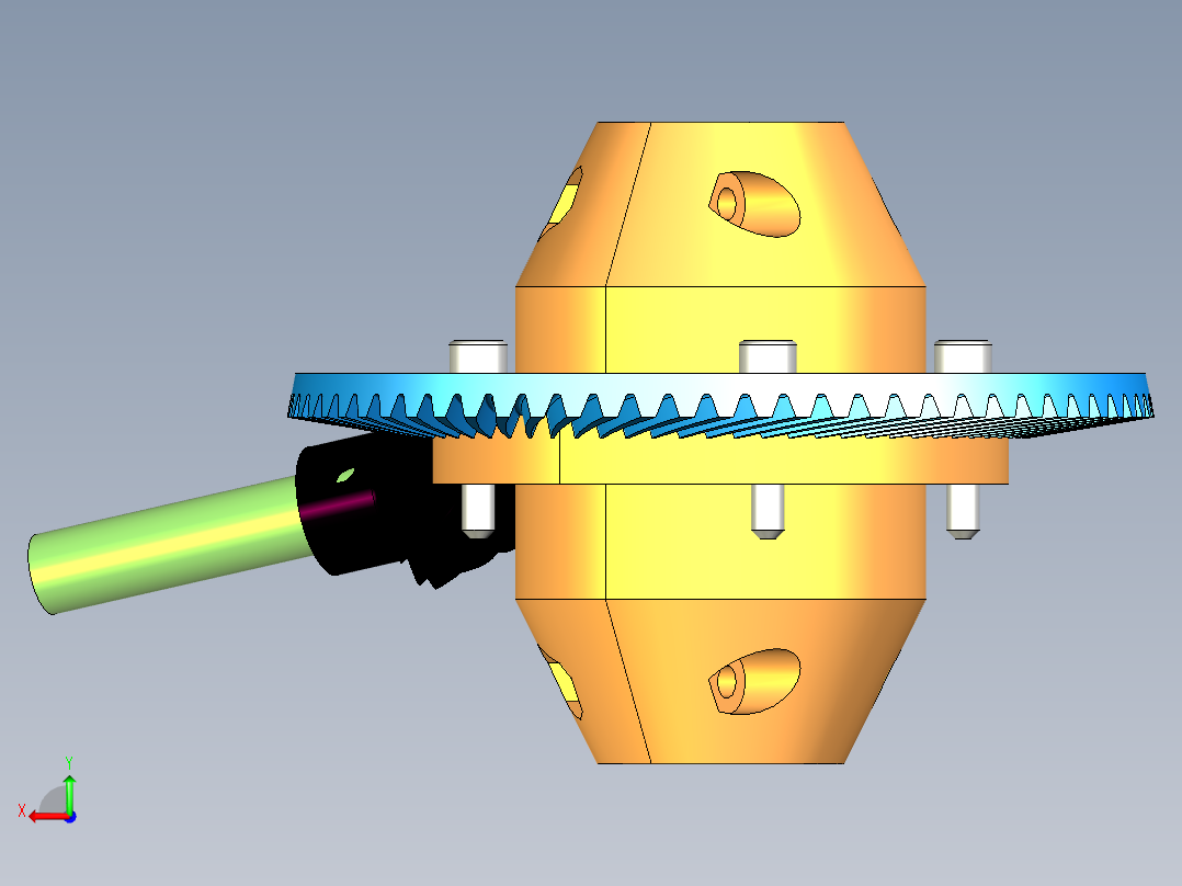 差速器（含零件图和装配图）3D模型后视图