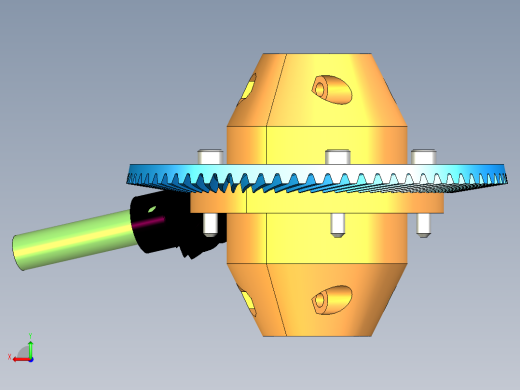 差速器（含零件图和装配图）3D模型后视缩略图