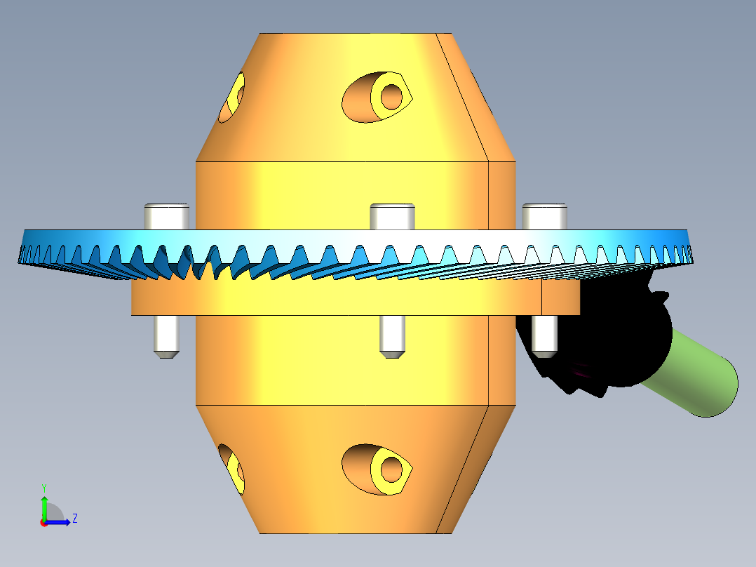 差速器（含零件图和装配图）3D模型左视图