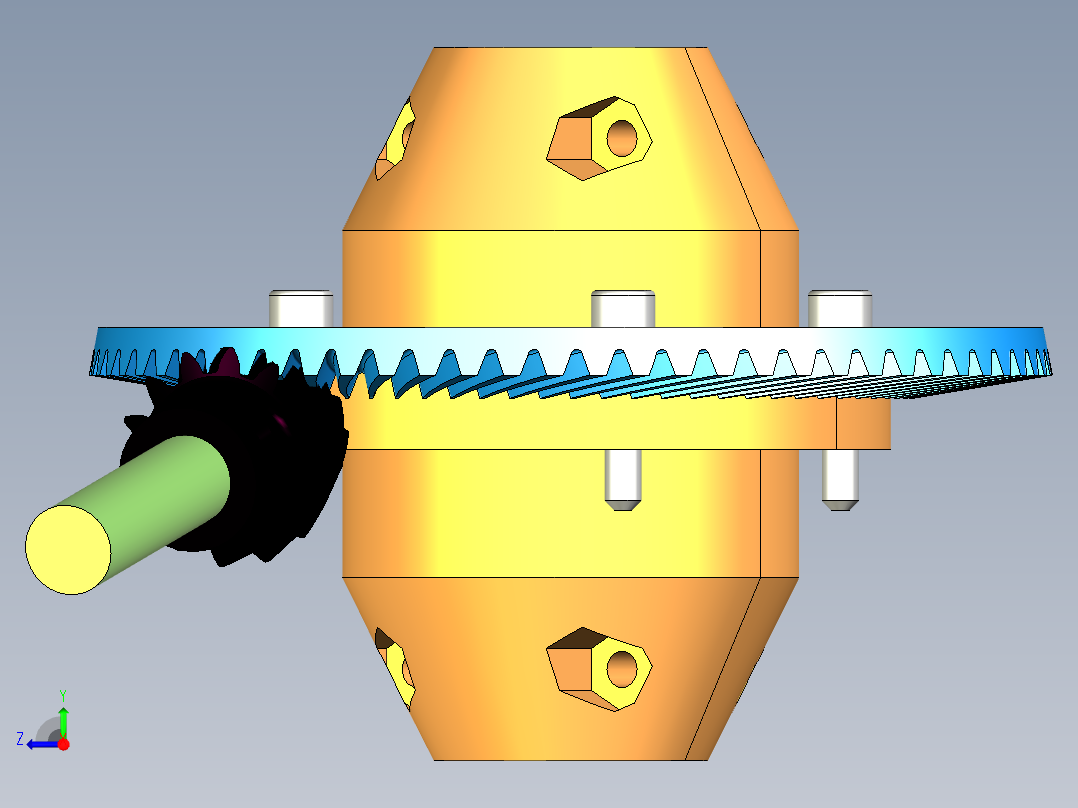 差速器（含零件图和装配图）3D模型右视图