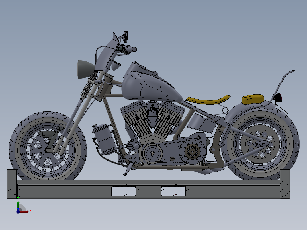 摩托车容器3D模型前视图