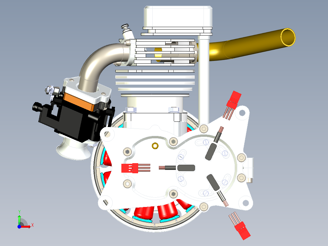 单缸四冲程风冷汽油内燃机前视图